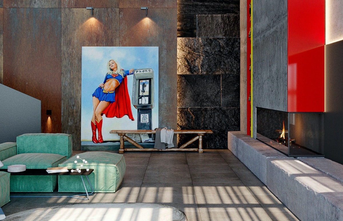 Прохладный, резкий и наполненный комиксами интерьер